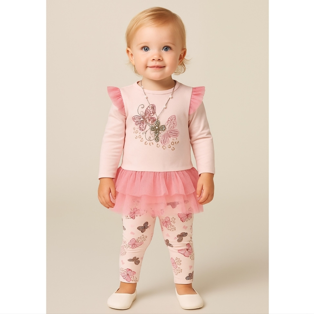 Pink Butterfly Toddler Outfit Vitamins Baby 12M